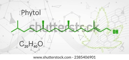 Structural chemical formula of phytol that is used as a precursor for the manufacture of synthetic forms of vitamin E and vitamin K as well as in the fragrance industry