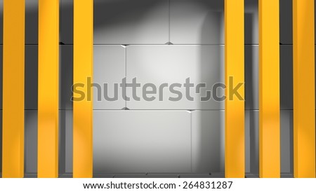 empty grey cement interior with geometry shapes