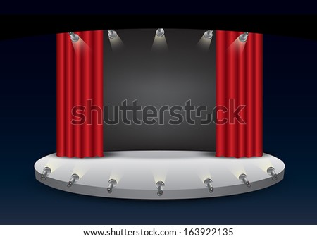 Empty stage with red curtain illustration