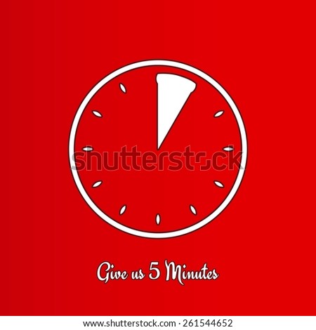 give us five minutes with clock on red background