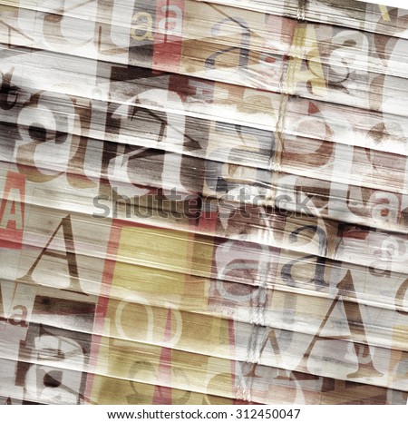 Collage with clippings with letters from magazine and newspapers. Grunge letters background
