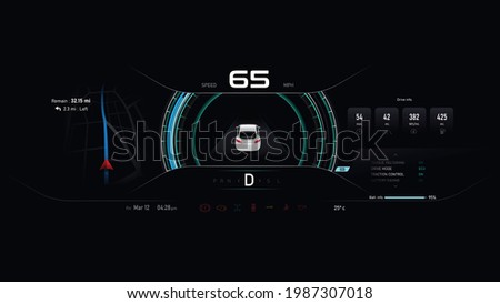 Car dashboard electric vehicle speedometer, Futuristic automobile concept, vector illustration eps 10