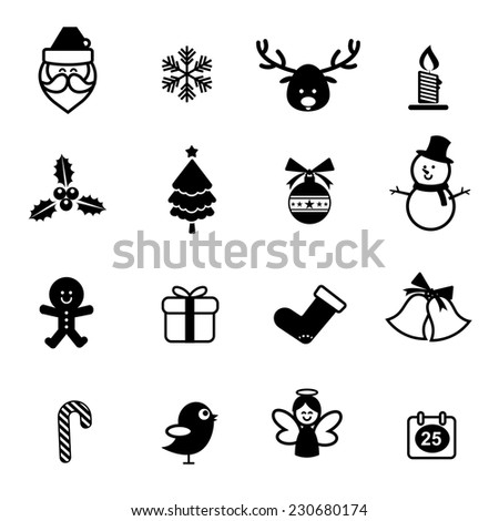 Set Of Christmas Icons Isolated On The White Background Vector ...