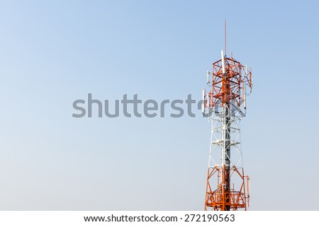 Telecommunication tower, Orange and white tower