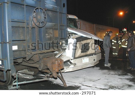 truck crashes into train