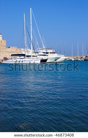 Some yachts in port. Rhodes island, Greece