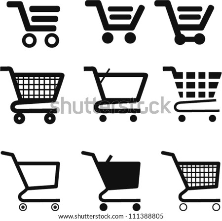 Set collection of vector shopping cart icons