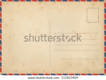 Back of vintage air mail postcard