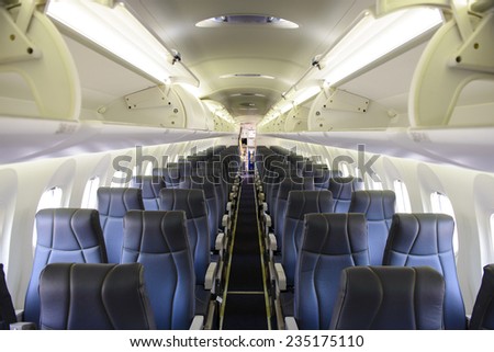 Empty commercial passenger aircraft cabin