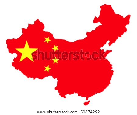 map of china filled with the flag of the state