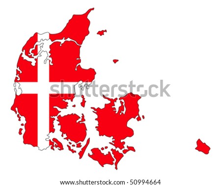map of Denmark filled with flag of the state