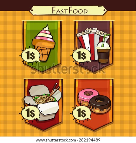 Fast food dishes icon set - vector (part 3)