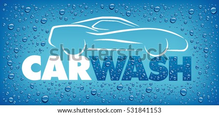 car wash design with many water drops