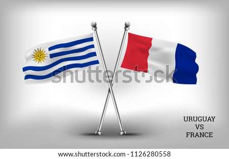 TWO COUNTRY FLAGS. URUGUAY AND FRANCE. VECTOR EPS