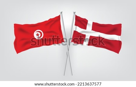 Tunisia vs Denmark, world Football 2022, World Football Competition championship match country flags. vector illustration EPS.