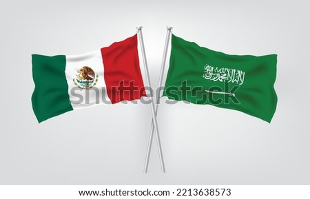 Saudi Arabia vs Mexico, world Football 2022, World Football Competition championship match country flags. vector illustration EPS.
