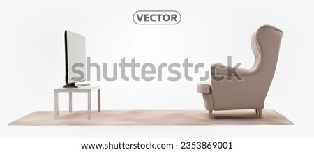Armchair and TELE VISION isolated on a white background. VECTOR EPS