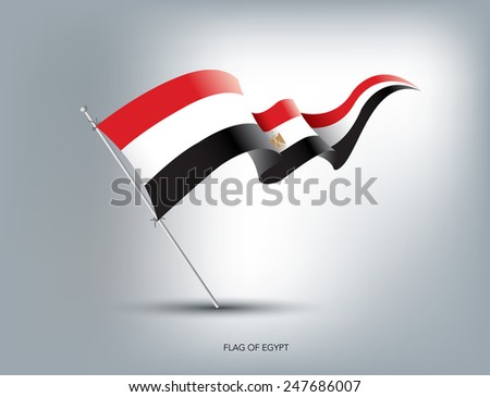 Egyptian flying flag in isolated background