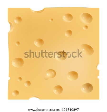 Vector realistic illustration of a square piece of cheese