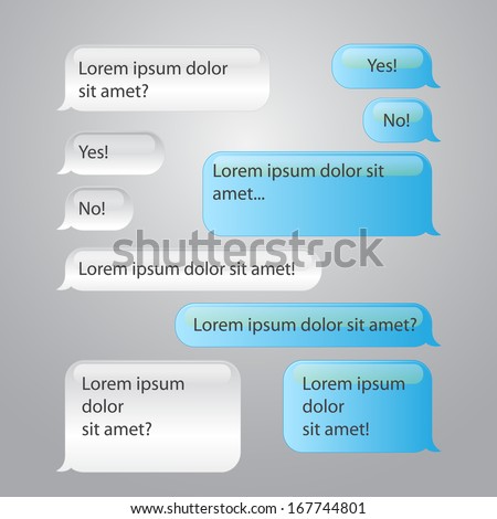 Vector conversation speech bubbles on grey background