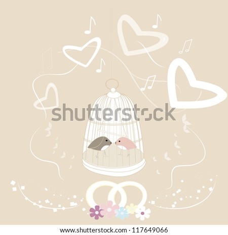 wedding card with birds