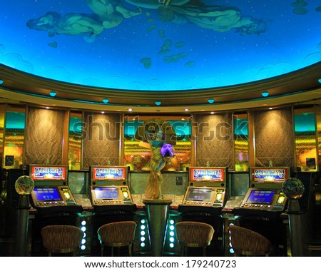 Gaming slot machines in American gambling casino