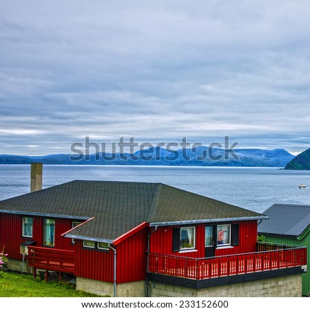 rural Scandinavian houses in Norway fjords