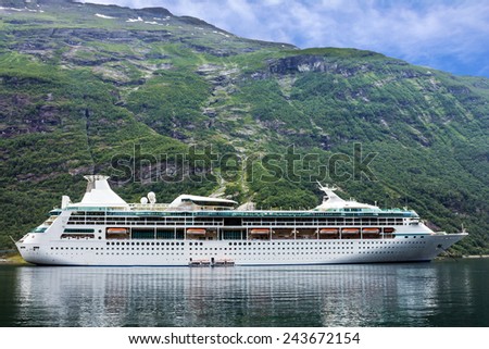 Cruise ship Vision of the Seas in Alesund, Norway fjords