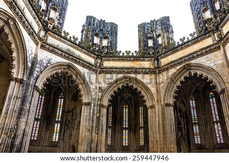 Capella of Batalha Dominican medieval monastery, Portugal - great masterpieces of Gothic art. UNESCO World Heritage