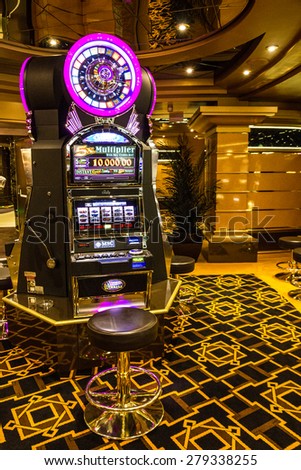 Gaming slot machine in gambling casino, Cruise liner Splendida, MSC