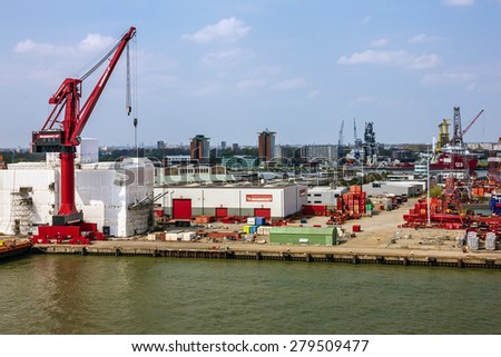Container terminal in sea port Rotterdam, Netherlands