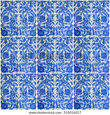 ornamental oriental background. Blue ceramic tile Turkish