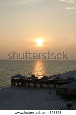 Setting Sun Behind Panama City Pier on the Gulf of Mexico - lighter version portrait