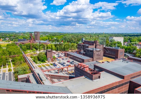 Image, Stock Photo Steel plant, colliery , old huge pipelines and steel constructions in a colliery. Steel extraction