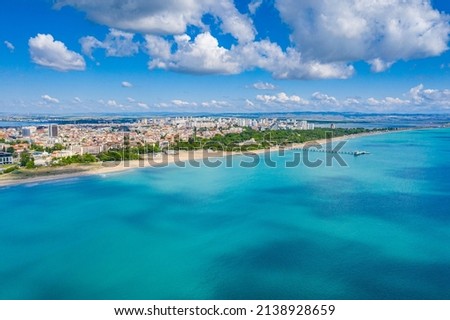 Aerial view of the main beach of the bulgarian town Bourgas Photo stock © 