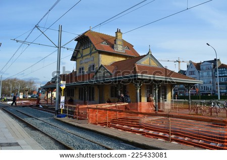 DE HAAN, BELGIUM, FEBRUARY 10, 2014: Abandoned railway station in de haan became a seat of local tourist information.