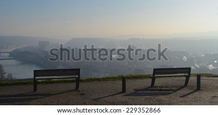 Benches situated on the top of citadel in namur.