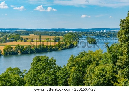 Similar – Image, Stock Photo Aerial view of Danube river near Visegrad in Hungary