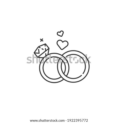 Wedding rings line vector icon. Love, marriage tradition sign. Foto stock © 