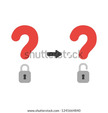 Vector illustration icon concept of question mark with closed and open padlock.
