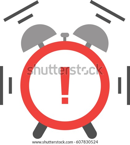 Vector of an alarm clock shaking and ringing include red exclamation mark.