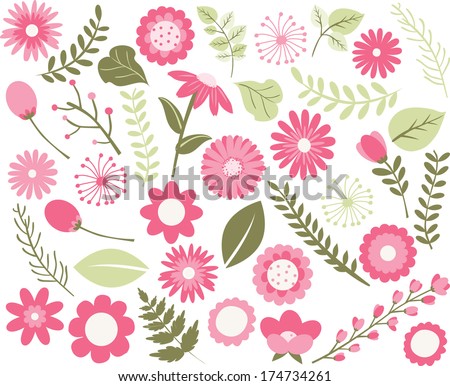 Flowers and Foliage - Pink