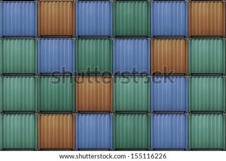 Variety color freight container stacked in shipyard wait for shipping