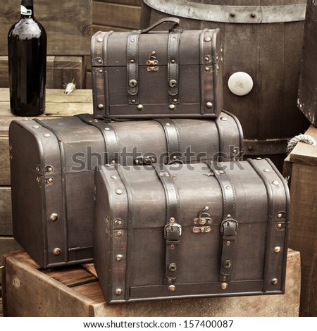 Old vintage leather luggages