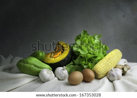 Healthy Organic Vegetables Still life Art Design