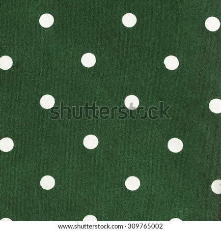 Green Cotton Jersey Fabric with White Dots Regular Pattern, Texture background, retro style