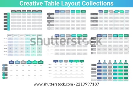 Creative PowerPoint Table Layout, 9 Different Table Format, PowerPoint Table, Creative Table Layout