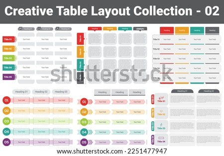 Creative PowerPoint Table Layout, 6 Different Table Format, PowerPoint Table, Creative Table Layout, PowerPoint Creative Layout Ideas