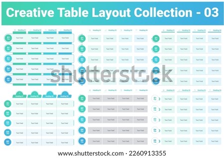 Creative PowerPoint Table Layout, 6 Different Table Format, PowerPoint Table, Creative Table Layout