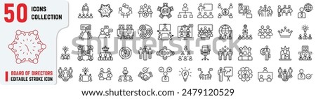 Board of Directors editable stroke icons, Meeting icons also includes round table discussion, member, stakeholder meeting, decision making, corporate oversight